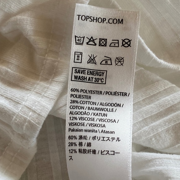 Topshop Alexa tee short sleeve ribbed white size 2 - Picture 11 of 11